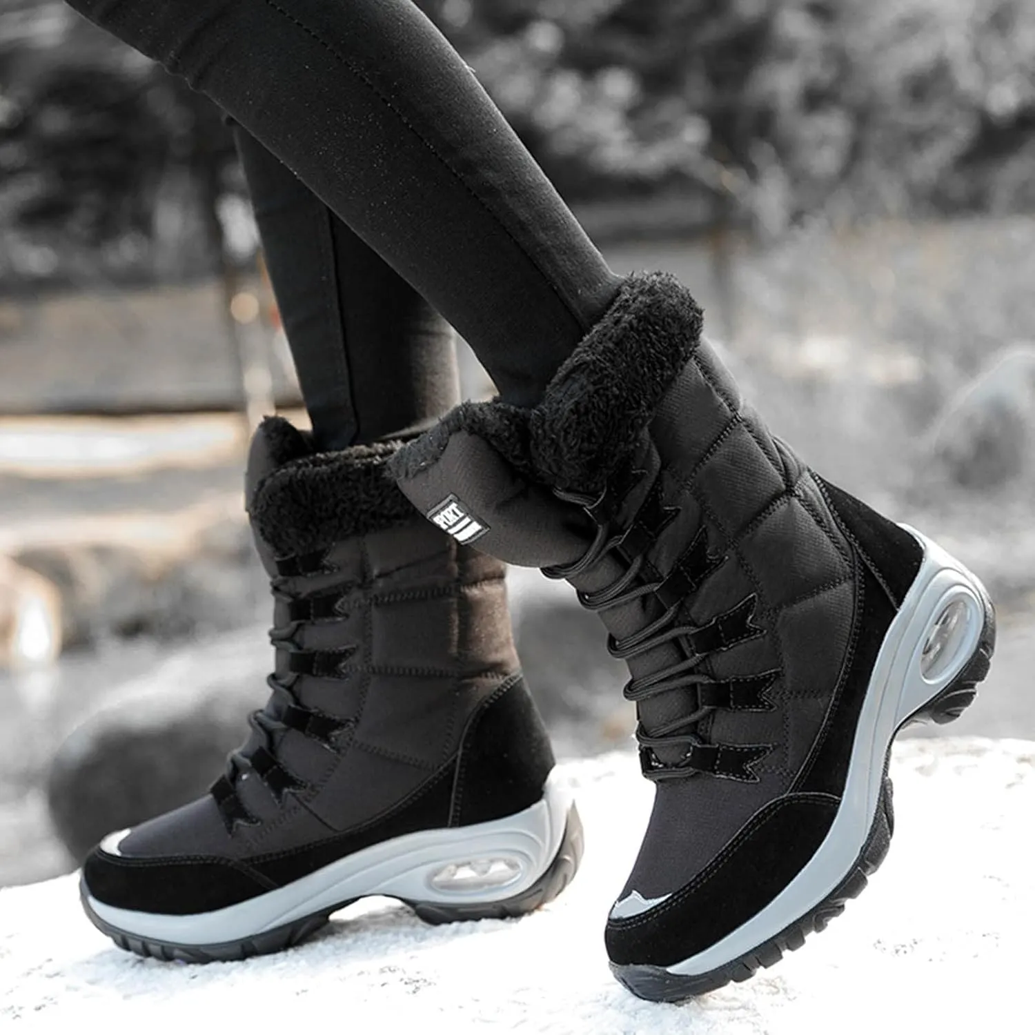 Womens Slip on Snow Boots Waterproof 9.5 Wide Women Snow Spike Boot Ice Waterproof Winter Boots Women Fur Womens Short Duck Boots Waterproof Insulated Waterproof Womens Boots Ankle