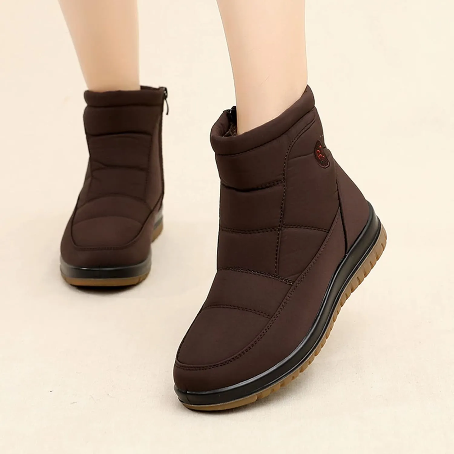 Women's Snow Boots for Winter - Short Outdoor Boots, Warm Lining
