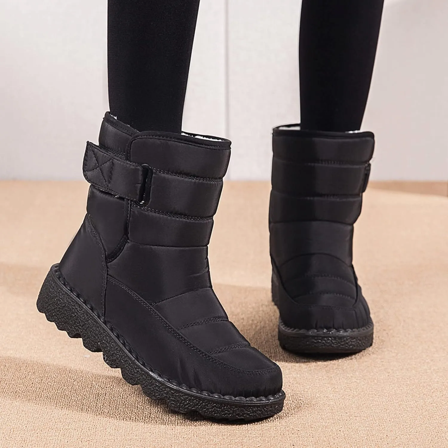 Women's Snow Boots for Winter - Short Outdoor Boots, Warm Lining