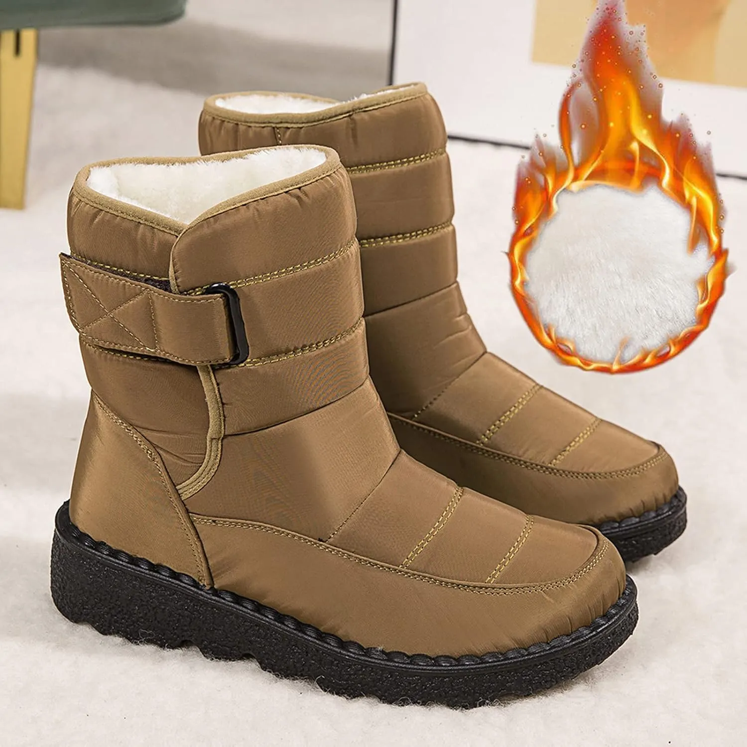 Women's Snow Boots for Winter - Short Outdoor Boots, Warm Lining