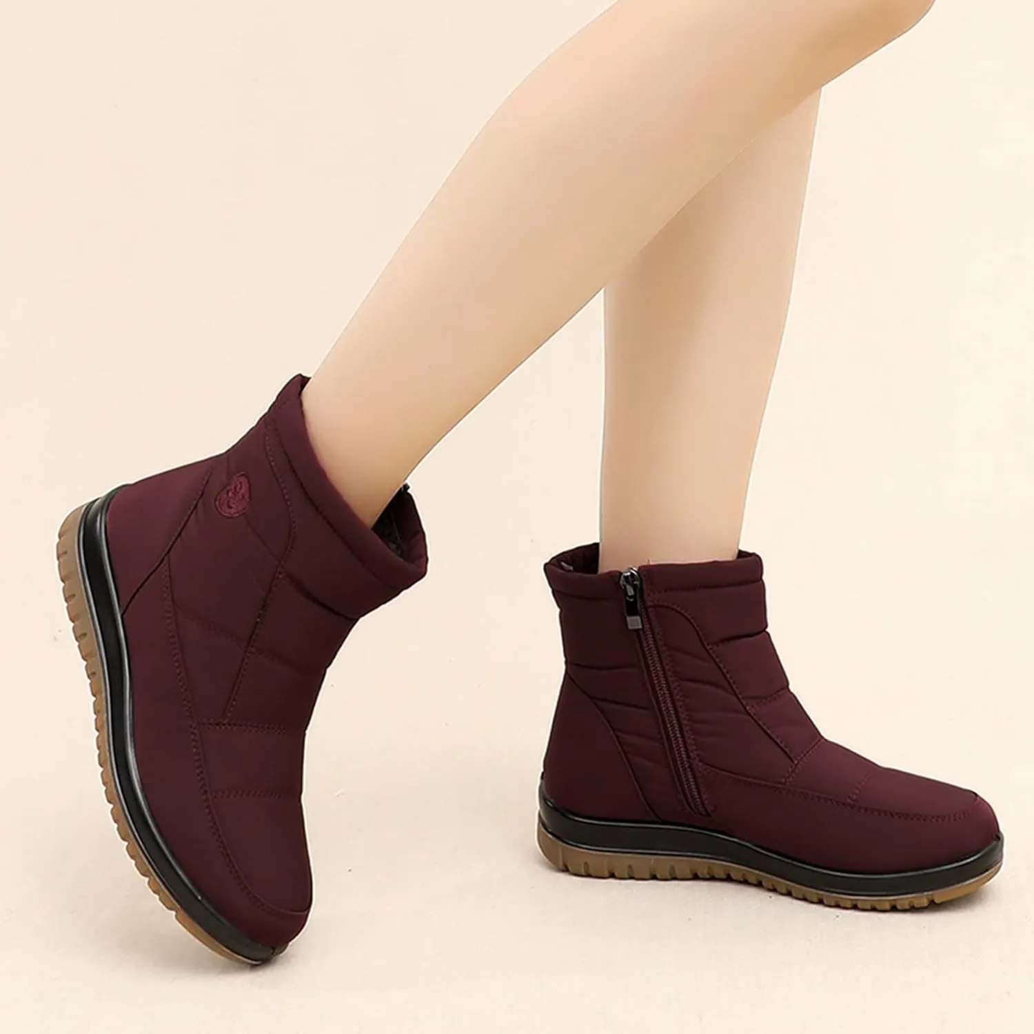 Women's Snow Boots for Winter - Short Outdoor Boots, Warm Lining