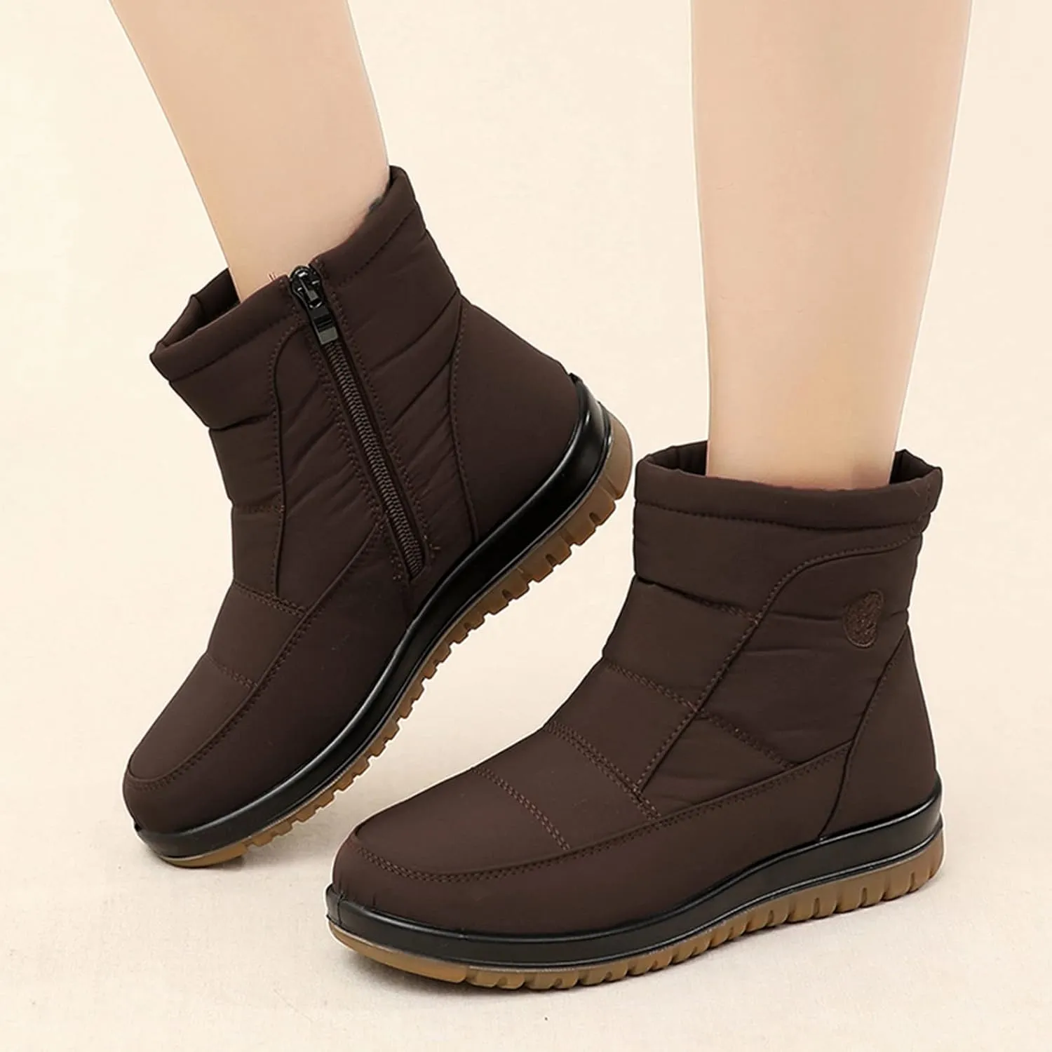Women's Snow Boots for Winter - Short Outdoor Boots, Warm Lining