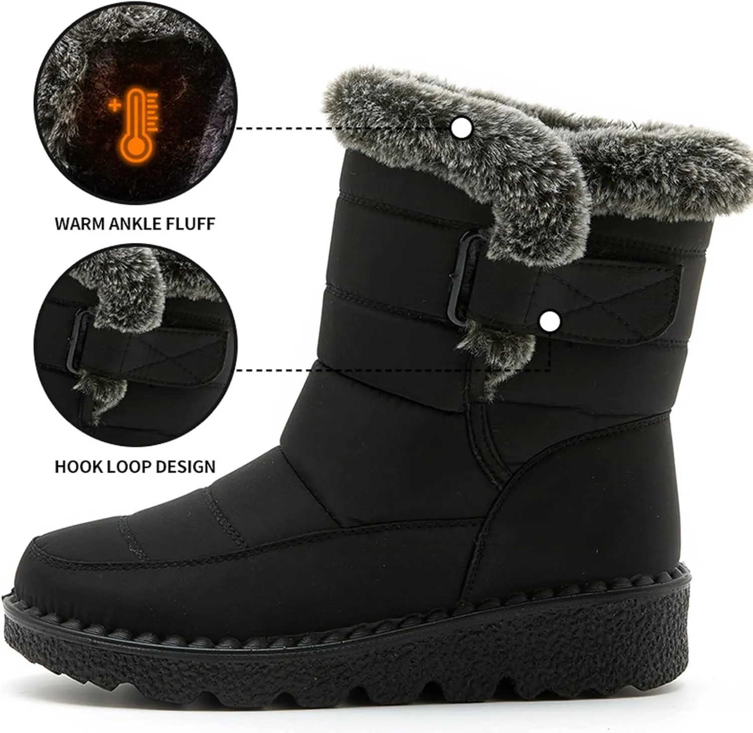 Womens Snow Boots Waterproof Adults Snow Boots Fall 2024 Women Winter Snow Boots Warm Fur Lined Short Slip On Boot Women Rain Boots Women Men Winter Booties