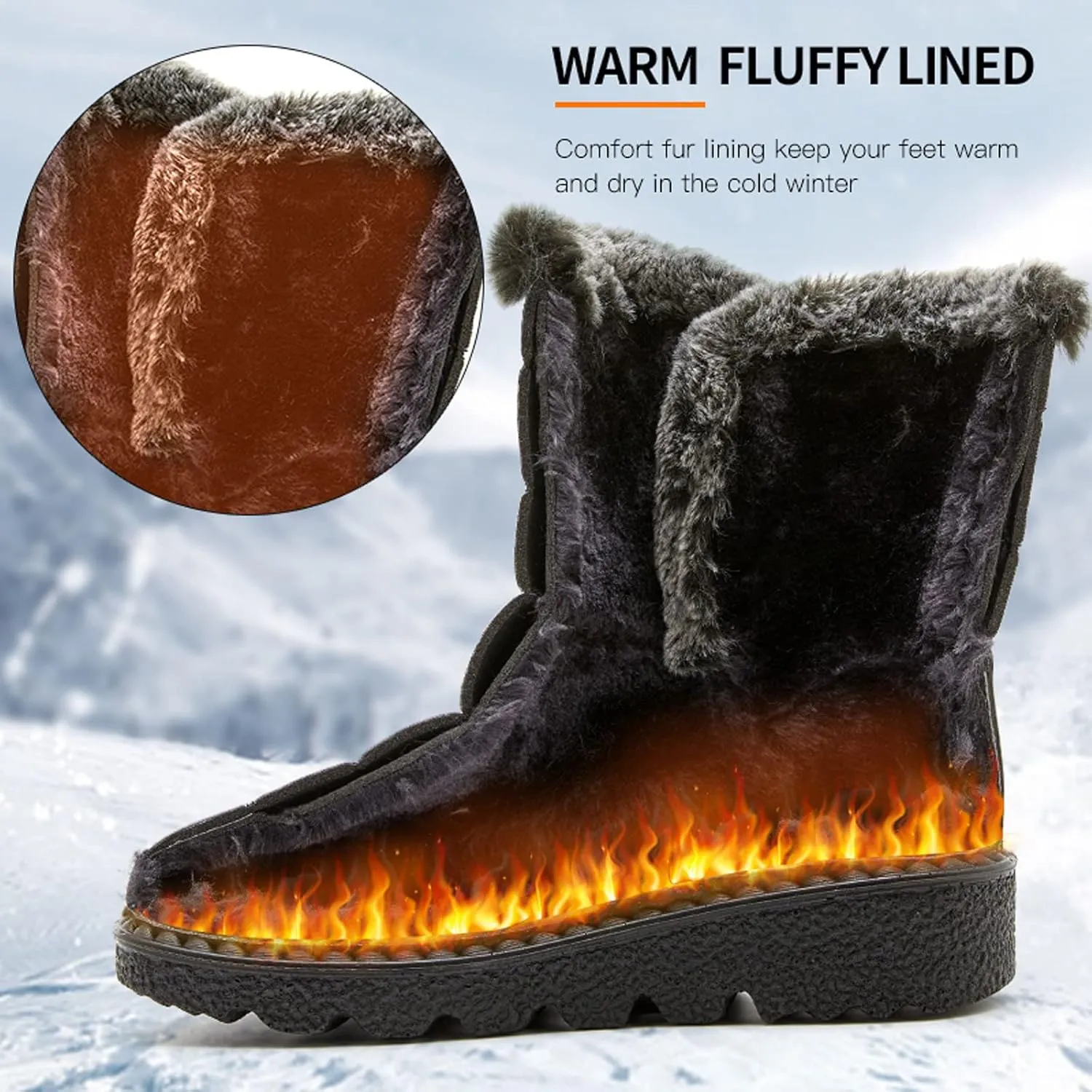 Womens Snow Boots Waterproof Adults Snow Boots Fall 2024 Women Winter Snow Boots Warm Fur Lined Short Slip On Boot Women Rain Boots Women Men Winter Booties