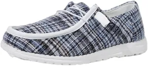 Women's Solid Comfortable Lace-up Loafers Orthopedic Ultralight Canvas Boat Casual Shoes with Arch Support Lightweight Slip On Sneakers