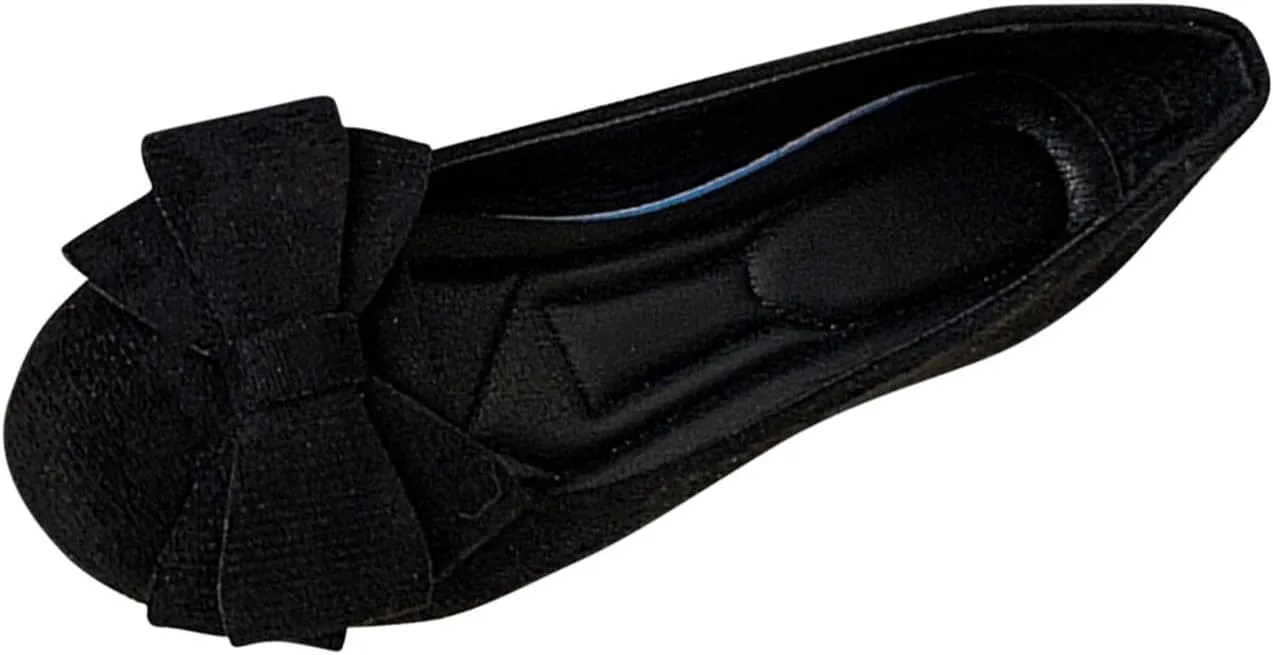 Womens Suede Ballet Flats Fashion Bowknot Flat Ballerine Shoes Classic Round Toe Comfort Slip-On Dress Ladies Shoes