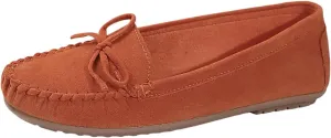Women's Suede Casual Penny Loafers Vintage Ladies Moccasins Driving Shoes Comfort Slip-On Fashion Boat Classic Flats