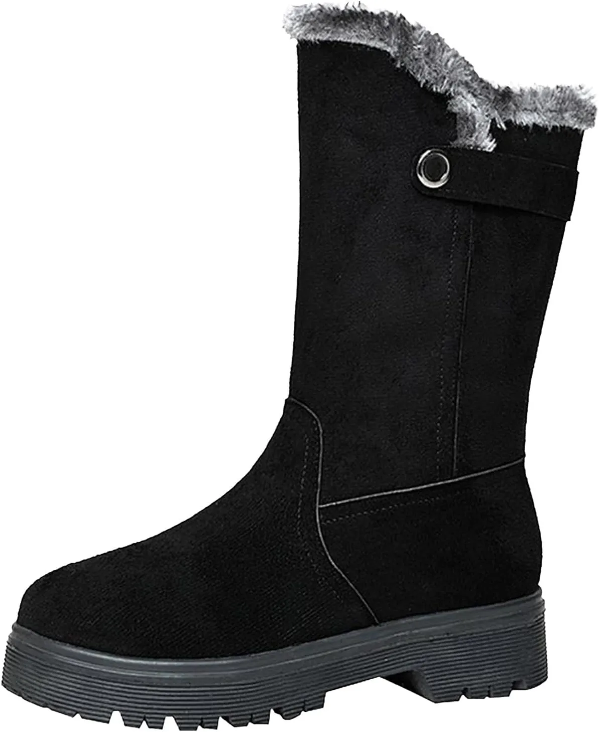 Women's Suede Mid Calf Boots Fleece Lined Warm Snow Boots Non Slip Thick Bottom Winter Boots Cute Fall Boots