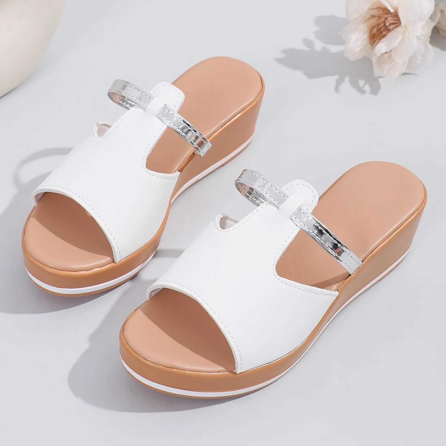 Women's Summer Fashion Sandals Platform Comfortable Low Wedges Slides Walking Sandals Dress Slippers