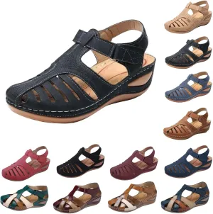 Womens Summer Sandals Casual Bohemia Gladiator Closed Toe Wedge Shoes Comfort Ankle Strap Outdoor Slip On Platform Sandals
