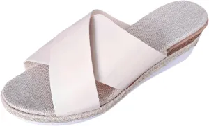 Women‘s Summer Wedge Sandals Arch Support Slides Sandals Breathable Casual Slides Sandals Non Slip Slides Sandals