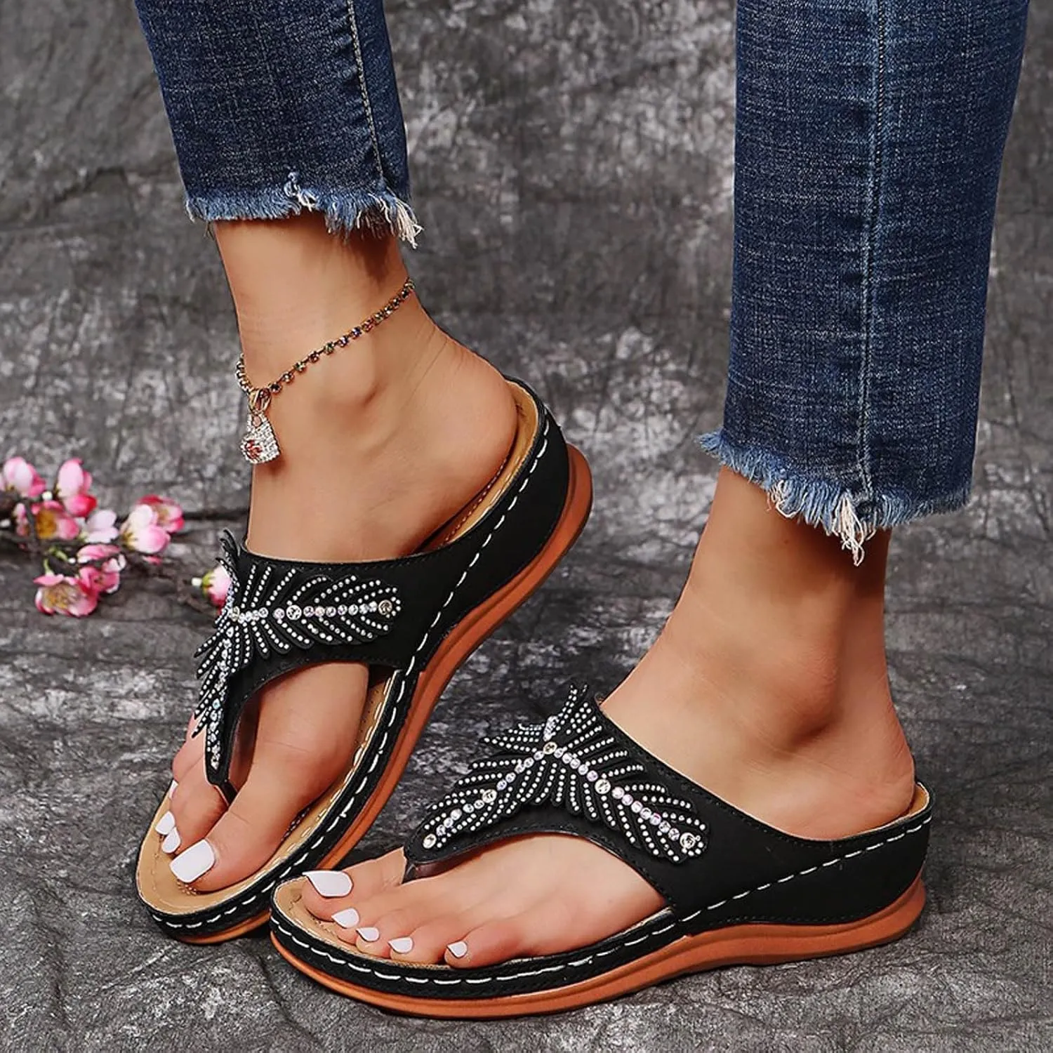 Women's Vacation Wedges Sandals Classic Wedge Heels Sandals Breathable Slides Sandals Pillow Slippers