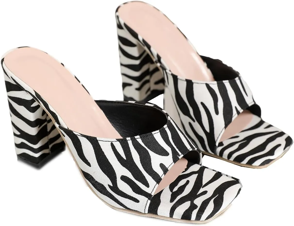 Women's Versatile Open Toe High Heel Mules Backless Shoes Feminine Slingback Stiletto Slide Sandals Slip on Slipper