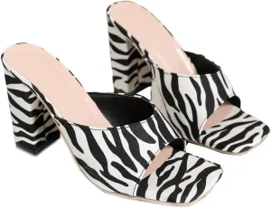 Women's Versatile Open Toe High Heel Mules Backless Shoes Feminine Slingback Stiletto Slide Sandals Slip on Slipper
