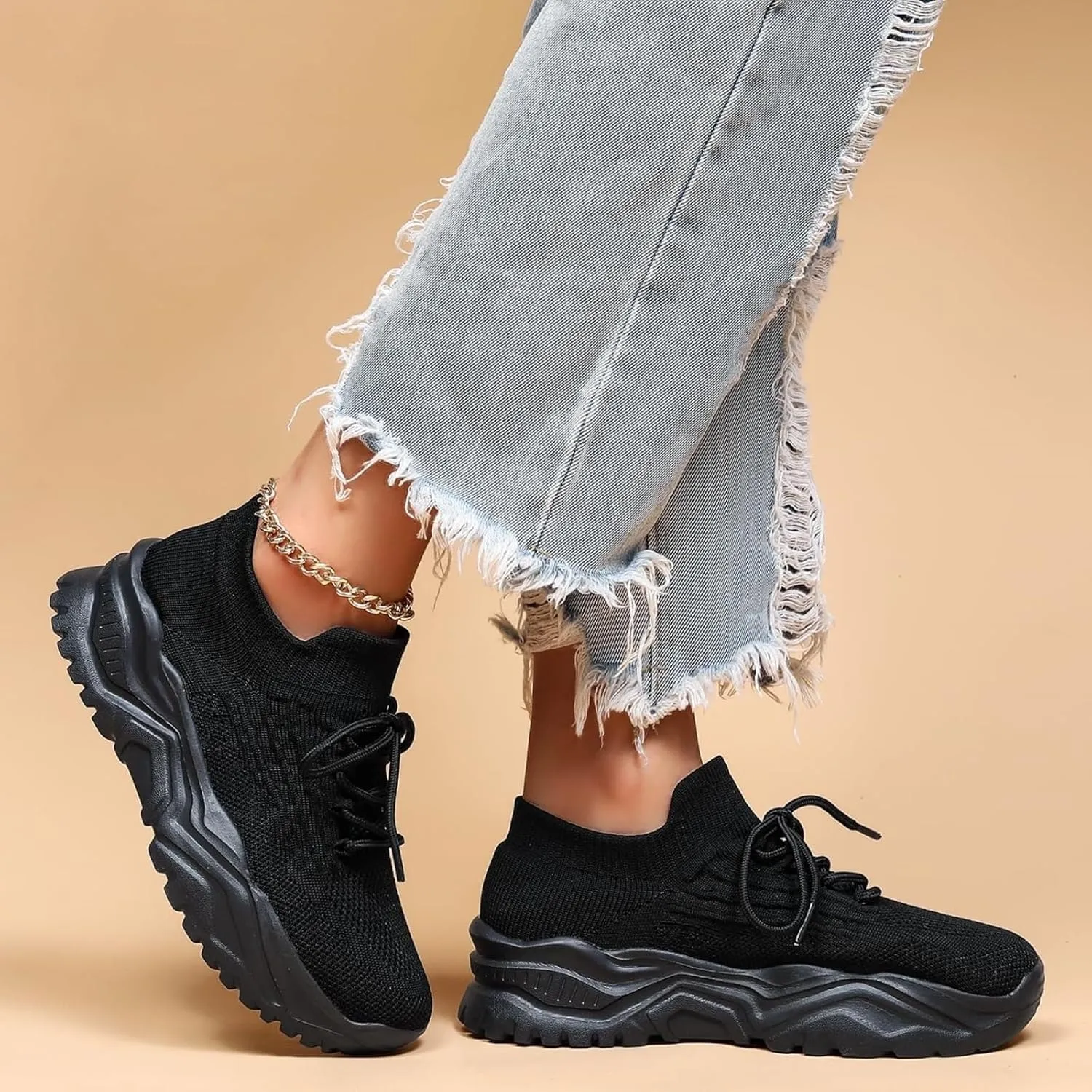 Women's Walking Shoes Summer Breathable Mesh Soft Sole Sneakers Lightweight Casual Fashionable Lace-up Low Top Slip on Sneakers Athletic Workout Sports Shoes