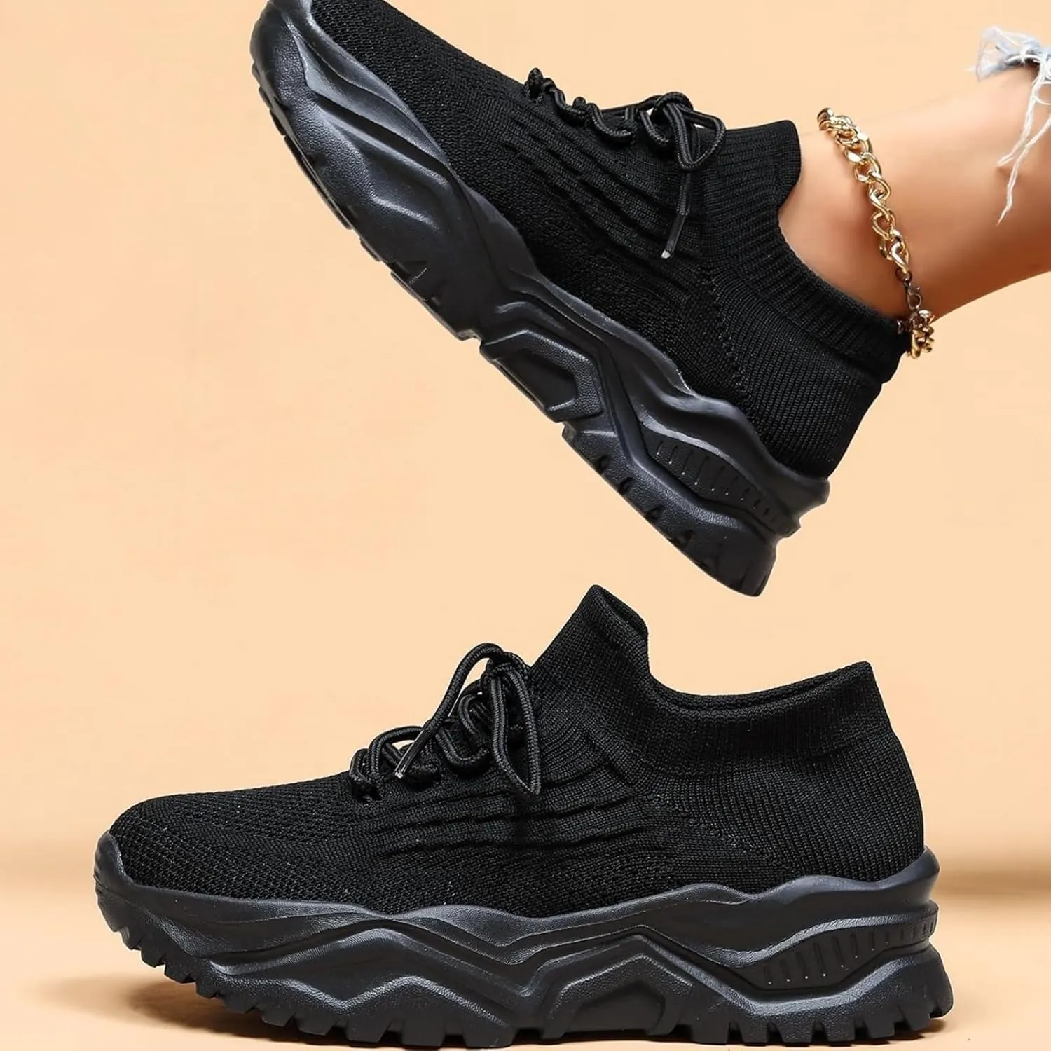 Women's Walking Shoes Summer Breathable Mesh Soft Sole Sneakers Lightweight Casual Fashionable Lace-up Low Top Slip on Sneakers Athletic Workout Sports Shoes