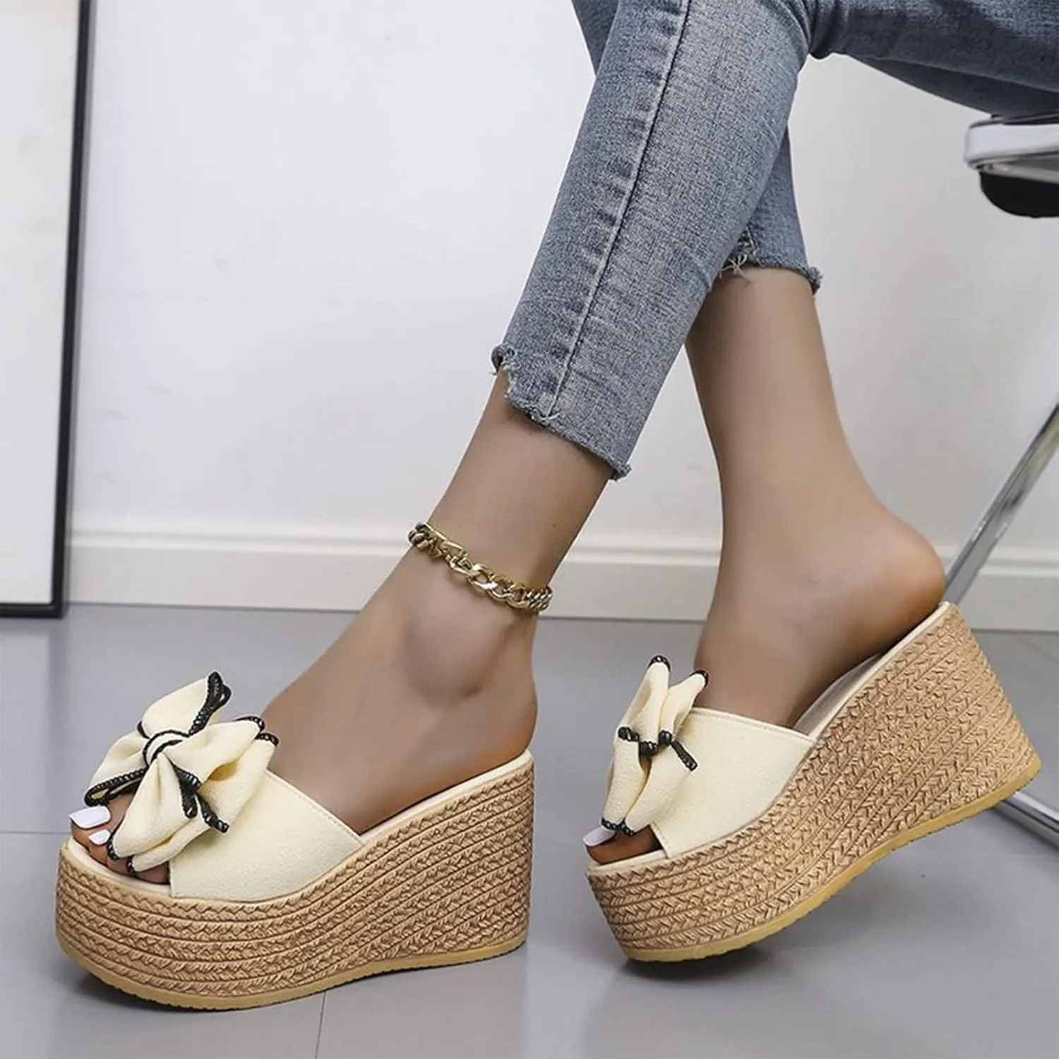 Women's Wedge Heels Sandals Summer Casual Flatform Platform Wedge Slides Dress Sandals Temperament Sandals
