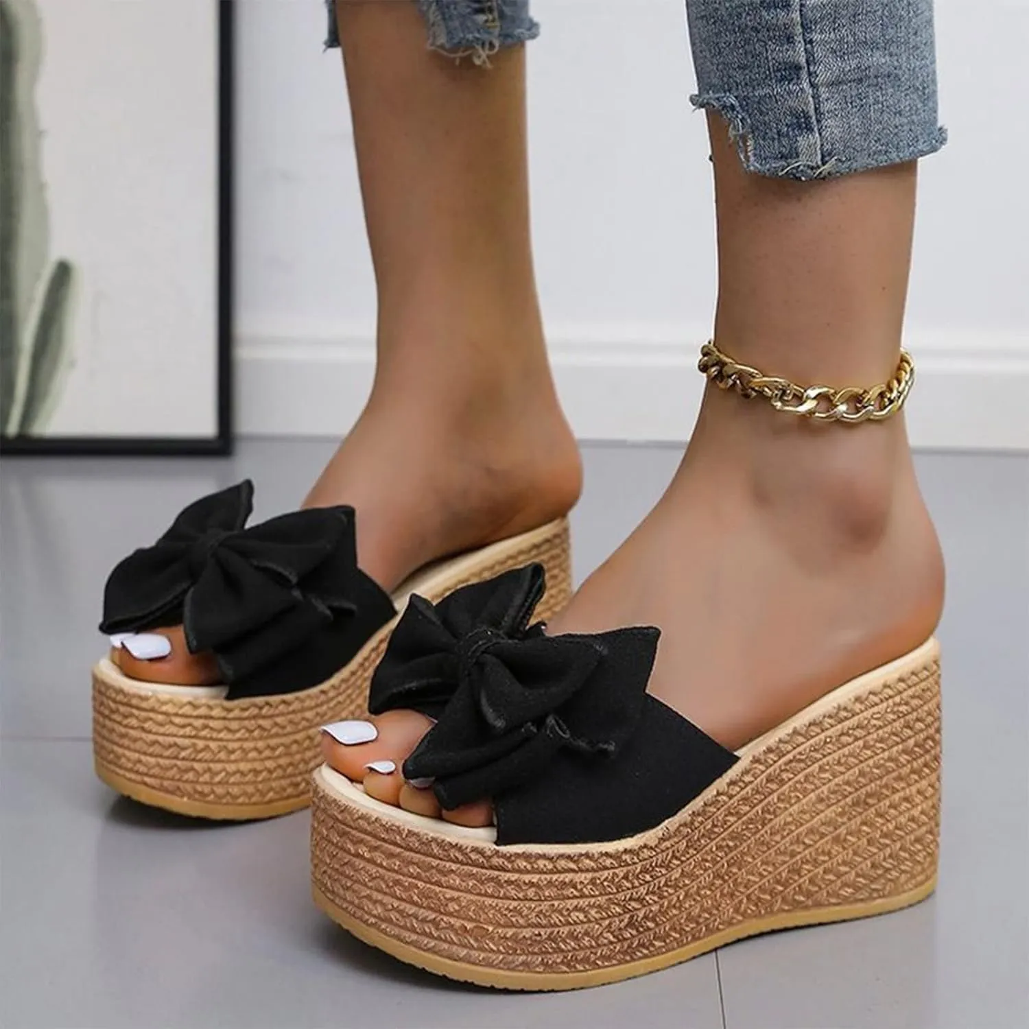Women's Wedge Heels Sandals Summer Casual Flatform Platform Wedge Slides Dress Sandals Temperament Sandals