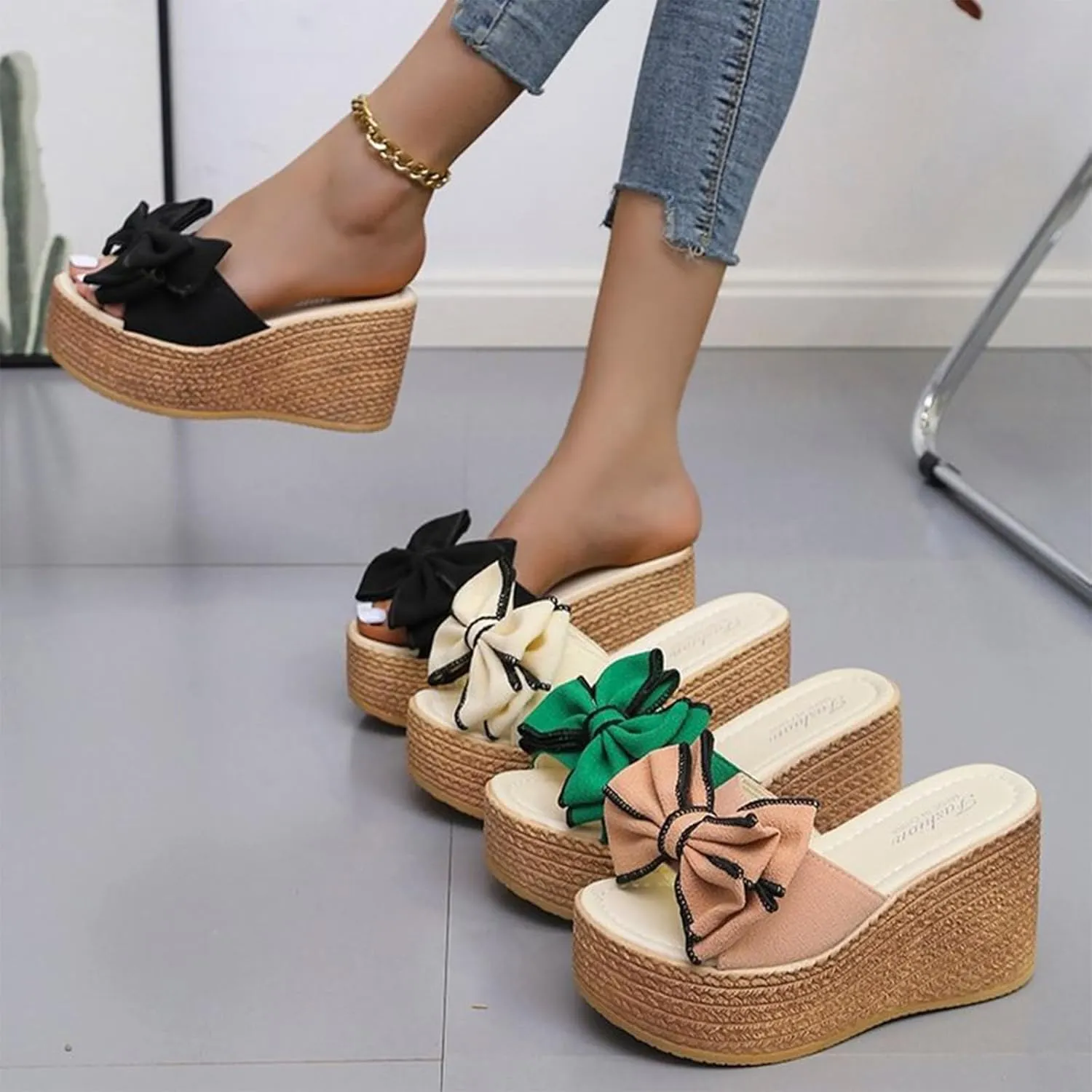 Women's Wedge Heels Sandals Summer Casual Flatform Platform Wedge Slides Dress Sandals Temperament Sandals