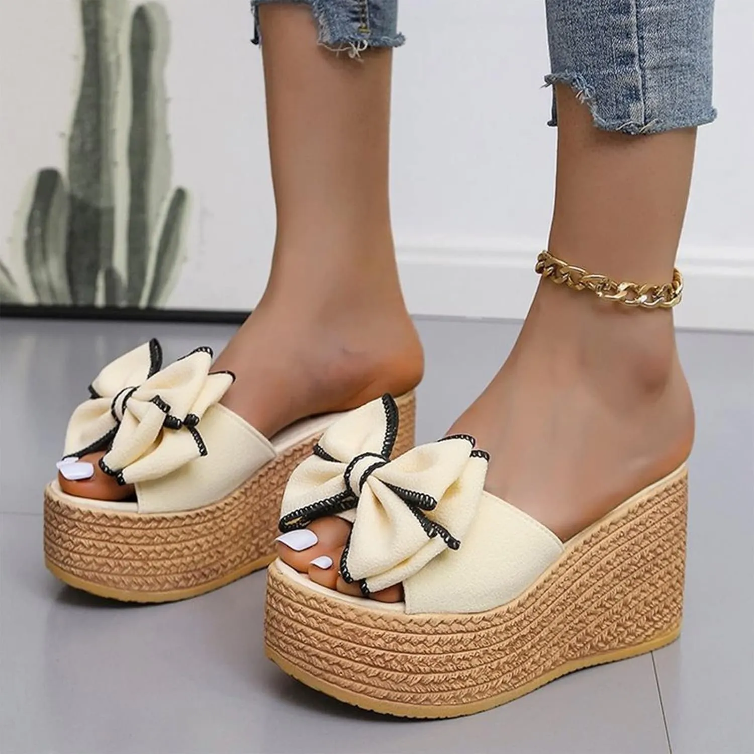Women's Wedge Heels Sandals Summer Casual Flatform Platform Wedge Slides Dress Sandals Temperament Sandals