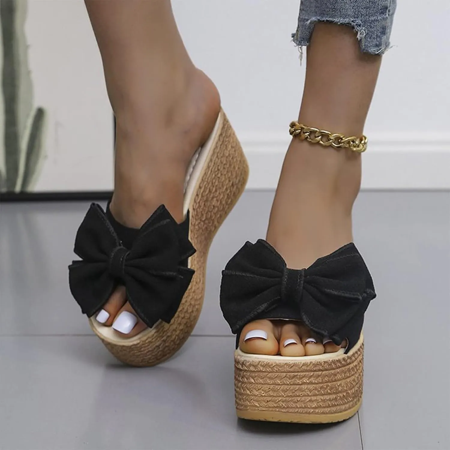 Women's Wedge Heels Sandals Summer Casual Flatform Platform Wedge Slides Dress Sandals Temperament Sandals