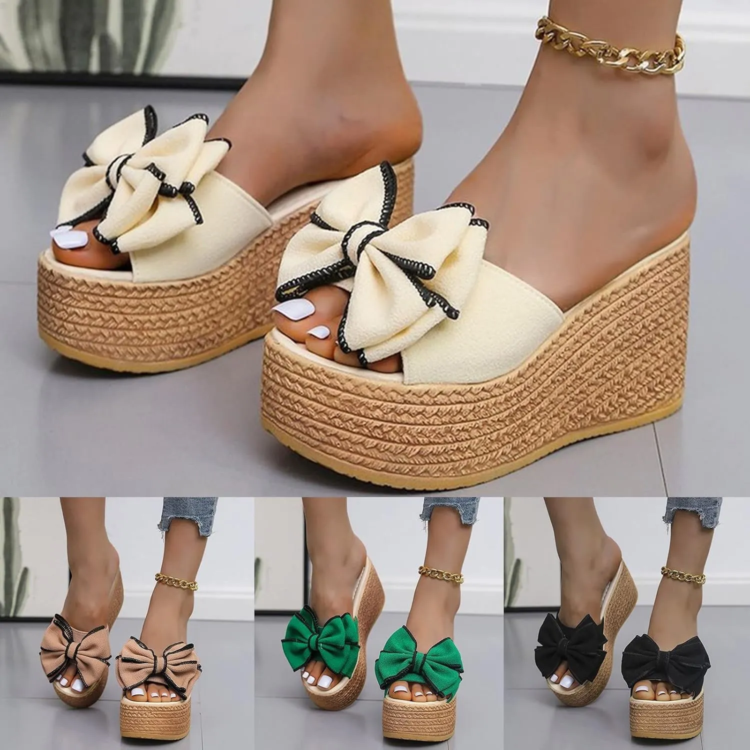 Women's Wedge Heels Sandals Summer Casual Flatform Platform Wedge Slides Dress Sandals Temperament Sandals