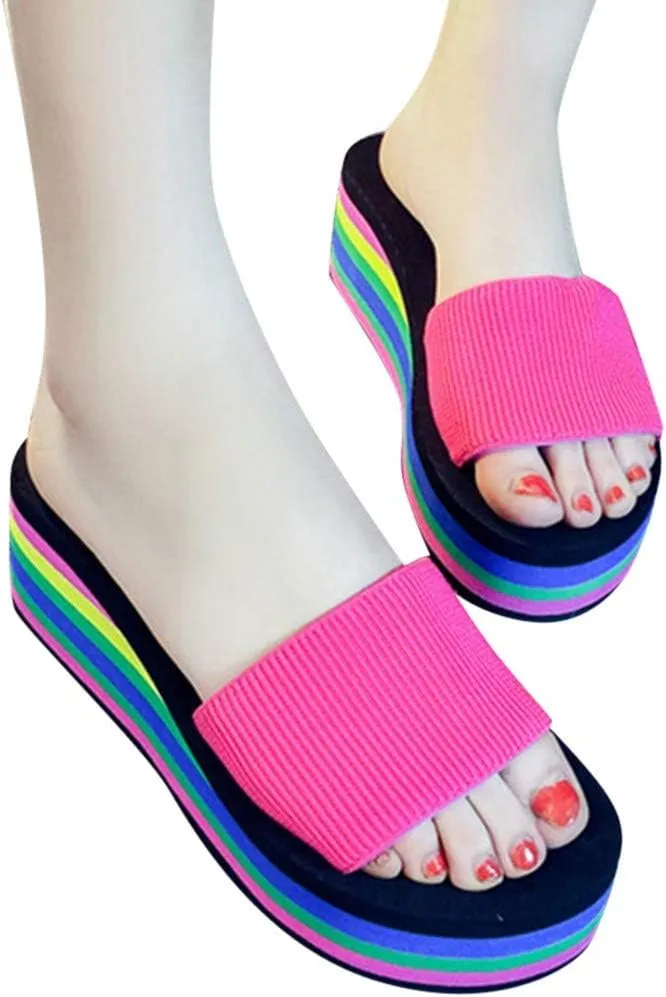 Women's Wedge Sandals Comfortable Open Toe Slip on Platform Slides Memory Foam Y2K Wedges Sandal Summer Casual Shoes