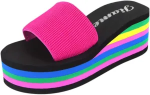 Women's Wedge Sandals Comfortable Open Toe Slip on Platform Slides Memory Foam Y2K Wedges Sandal Summer Casual Shoes