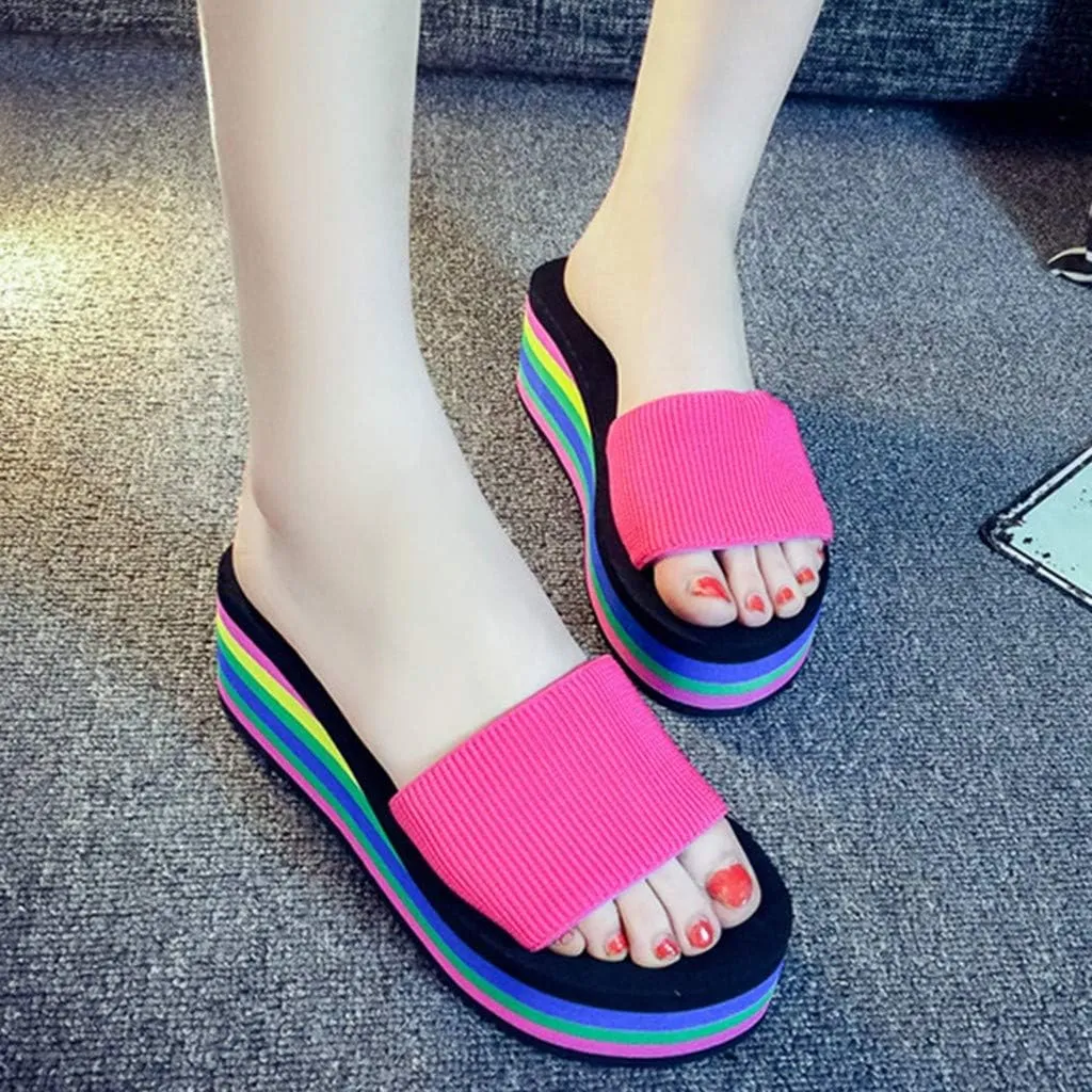 Women's Wedge Sandals Comfortable Open Toe Slip on Platform Slides Memory Foam Y2K Wedges Sandal Summer Casual Shoes