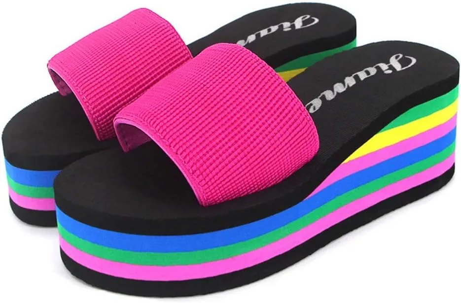 Women's Wedge Sandals Comfortable Open Toe Slip on Platform Slides Memory Foam Y2K Wedges Sandal Summer Casual Shoes