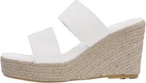 Womens Wedge Sandals Wide Width Platform Espadrille Heels Open Toe Strappy Slip On Casual Summer Slide Shoes Summer Outdoor Beach Sandals