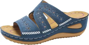 Women's Wedges Sandals Arch Support Slip On Slides Non Slip Thick Bottom Beach Slippers Dressy Sandals