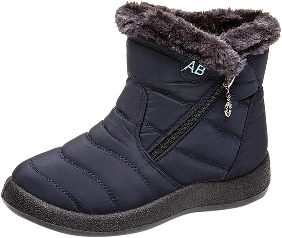 Womens Winter Boots Ankle Adults Slip On Waterproof Boots Womens Snow Boots Winter Shoes Warm Fur Lined Slip On Winter Boot Women Work Boots for Men Men's Winter Booties