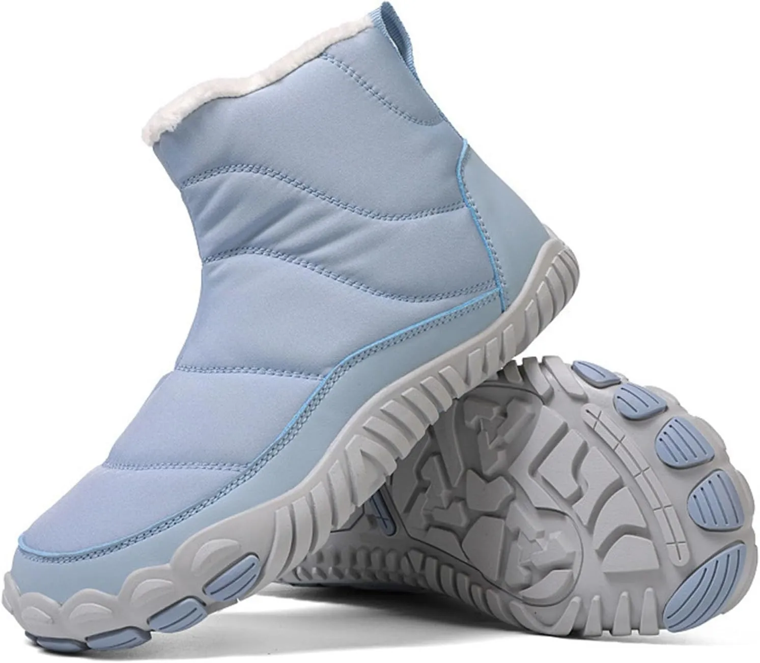 Women's Winter Warm Boots Solid Color Plush Insulated Snow Boots Soft Flat Non Slip Snow Hiking Boots Wide Width
