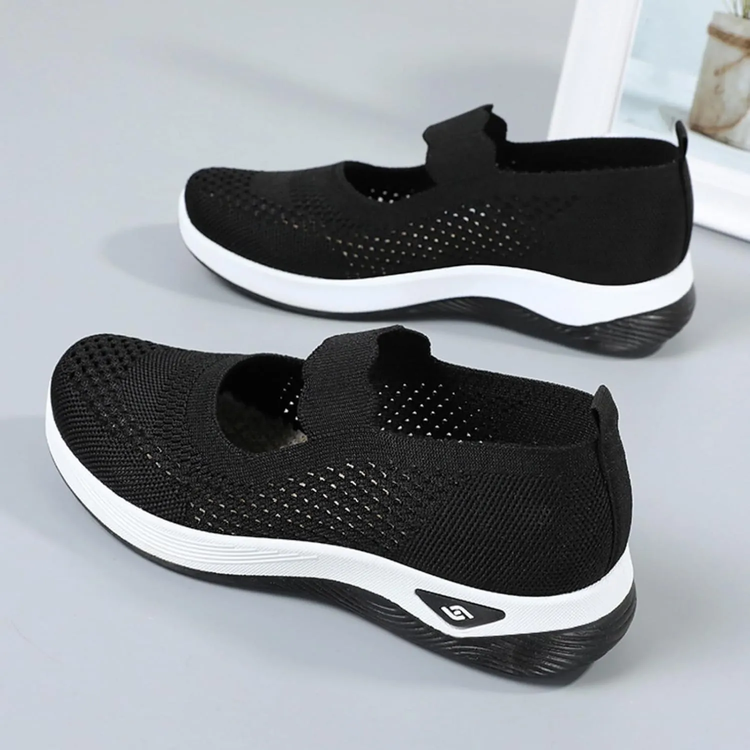 Women's Woven Orthopedic Sneakers Summer Breathable Mesh Hollow Out Soft Sole Walking Shoes Casual Lightweight Slip on Sneakers Comfortable Nurse Flats with Arch Support