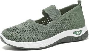 Women's Woven Orthopedic Sneakers Summer Breathable Mesh Hollow Out Soft Sole Walking Shoes Casual Lightweight Slip on Sneakers Comfortable Nurse Flats with Arch Support
