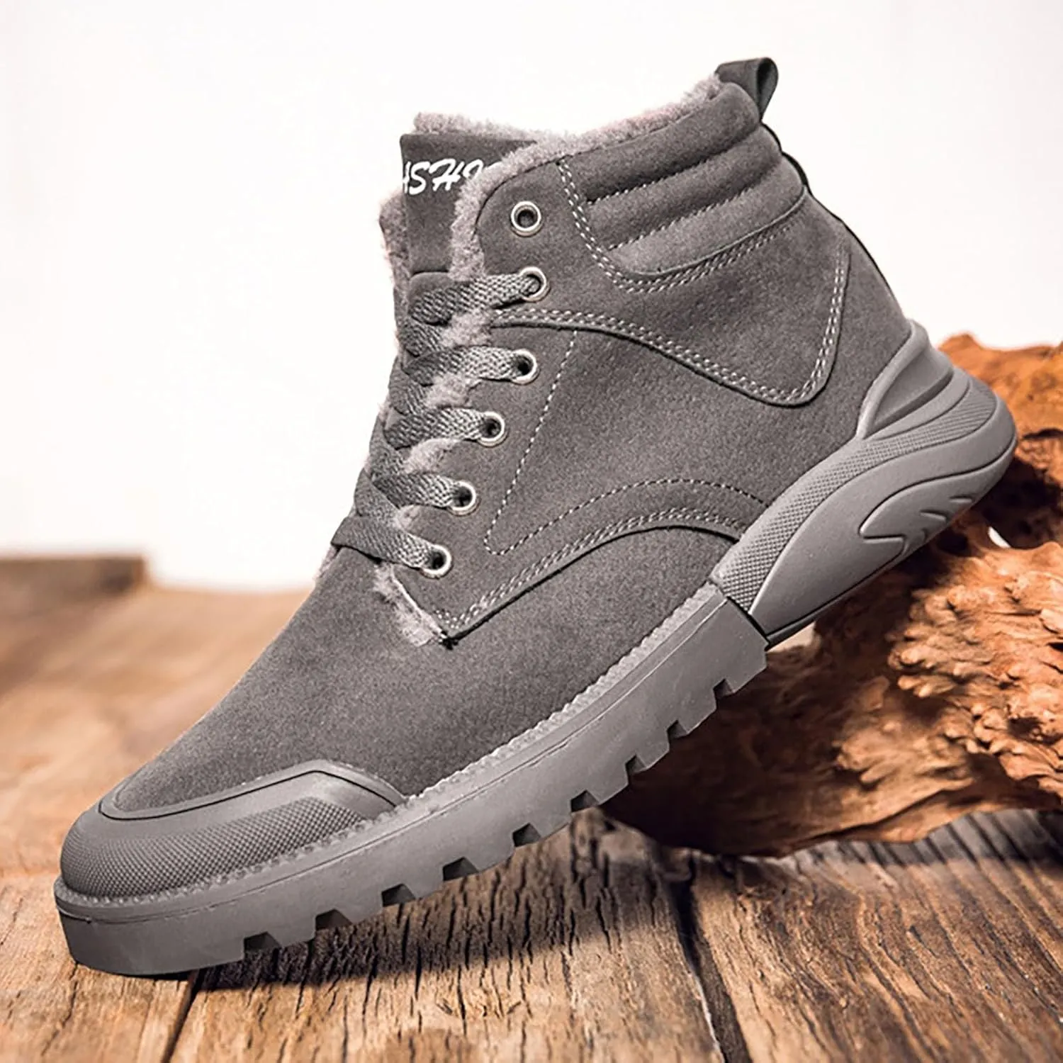 Work Boots for Men Cowboy Style Hiking Sneakers Warm Fur Lined Women Safety Toe Shoes with Zipper Outdoor Botas Waterproof Soft Toe Work Hike Grounded Footwear