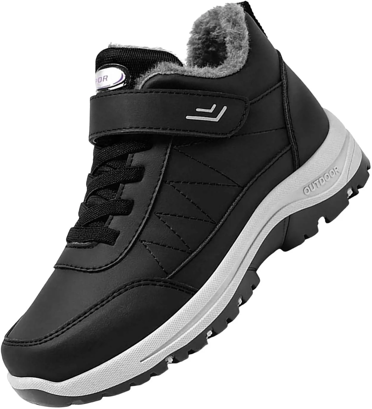 Work Boots for Men Cowboy Style Hiking Sneakers Warm Fur Lined Women Safety Toe Shoes with Zipper Outdoor Botas Waterproof Soft Toe Work Hike Grounded Footwear