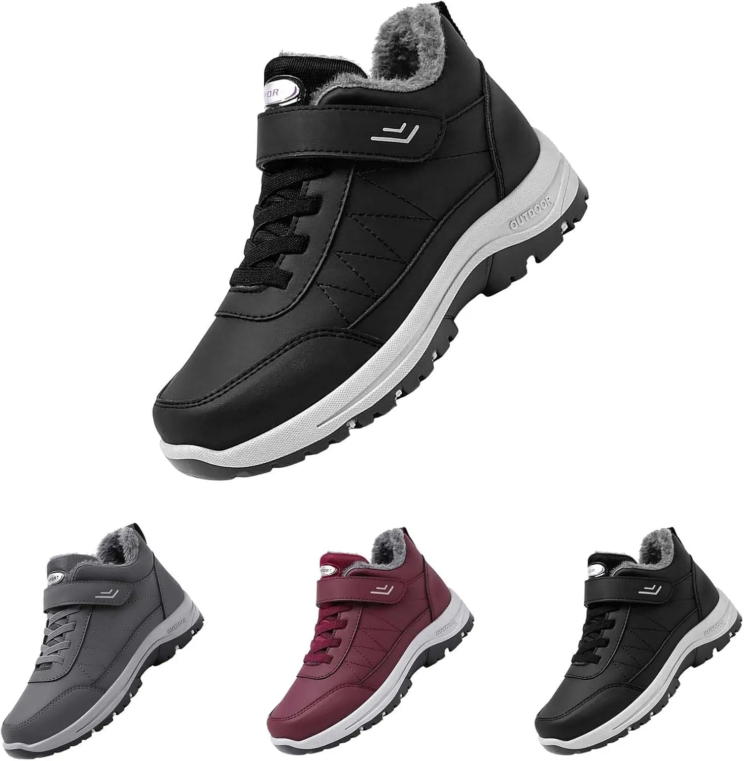Work Boots for Men Cowboy Style Hiking Sneakers Warm Fur Lined Women Safety Toe Shoes with Zipper Outdoor Botas Waterproof Soft Toe Work Hike Grounded Footwear